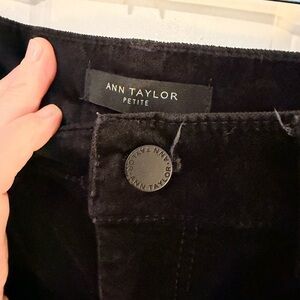 Ann Taylor The Skinny Petite Black Velvet Ankle Cropped Jeans